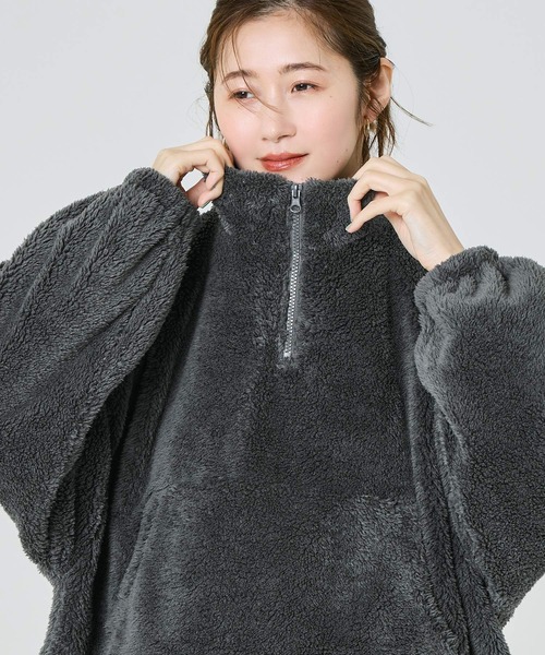 coca（coca）（コカ）の「【WEB限定】ボアハーフジップブルゾン（ブルゾン・レディース・キャメル/アイボリー/ブラック/カーキ/A/チャコール/ライトベージュ/その他・M/L）」の17枚目の写真