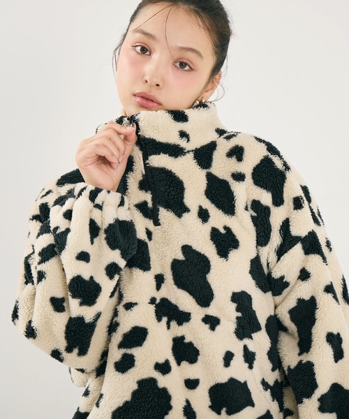 セール】【WEB限定】ボアハーフジップブルゾン（ブルゾン）｜coca