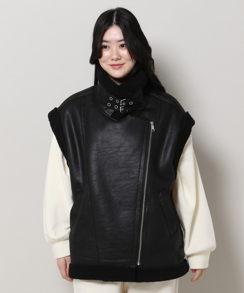 3.3 Field Trip （3.3フィールドトリップ）の「3.3 Field Trip／ムートンベスト 2984282（ブルゾン・レディース・ブラック/アイボリー・FREE）」の13枚目の写真