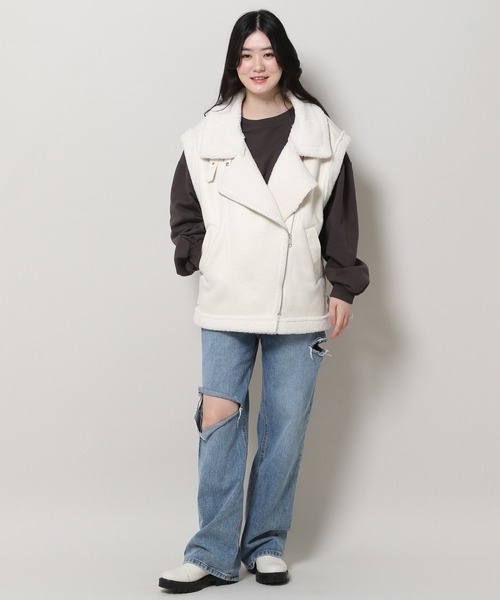 3.3 Field Trip （3.3フィールドトリップ）の「3.3 Field Trip／ムートンベスト 2984282（ブルゾン・レディース・ブラック/アイボリー・FREE）」の15枚目の写真