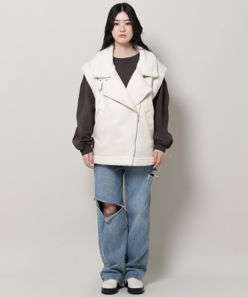 3.3 Field Trip （3.3フィールドトリップ）の「3.3 Field Trip／ムートンベスト 2984282（ブルゾン・レディース・ブラック/アイボリー・FREE）」の18枚目の写真