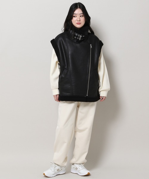 3.3 Field Trip （3.3フィールドトリップ）の「3.3 Field Trip／ムートンベスト 2984282（ブルゾン・レディース・ブラック/アイボリー・FREE）」の11枚目の写真