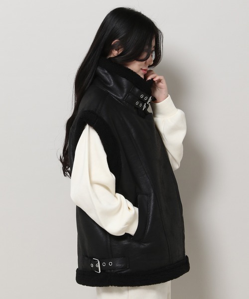 3.3 Field Trip （3.3フィールドトリップ）の「3.3 Field Trip／ムートンベスト 2984282（ブルゾン・レディース・ブラック/アイボリー・FREE）」の14枚目の写真