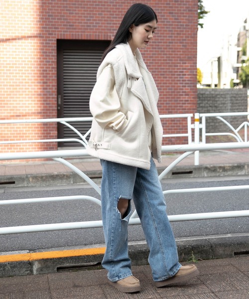 3.3 Field Trip （3.3フィールドトリップ）の「3.3 Field Trip／ムートンベスト 2984282（ブルゾン・レディース・ブラック/アイボリー・FREE）」の8枚目の写真