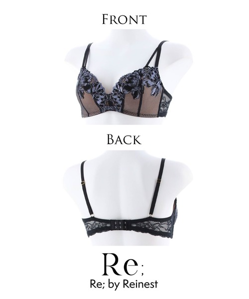 Re;by Reinest(リーバイレイネスト)の「【華やかにリフトアップ!キレイ盛りノンワイヤーブラ】【Re;by Reinest】DIVA BRA series グロリアスフラワー単品ブラジャー(ブラジャー・レディース・ブラック/ワインレッド・E85/A65/E75/E65/F80/B75/D75/D70/B65/F75/A75/F70/B70/E80/F85/C70/D65/E70/A70/F65/C65/C75)」の11枚目の写真