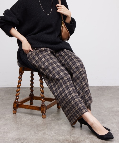 Chez toi(シェトワ)の「起毛ASST柄プリーツパンツ(その他パンツ・レディース・ブラック系その他/ネイビー/オレンジ/ブラック・FREE)」の5枚目の写真