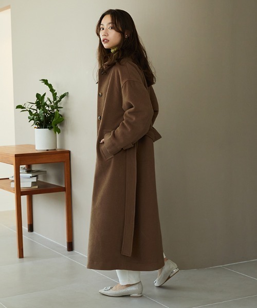 MISCH MASCH（ミッシュマッシュ）の「■2023秋冬新作■ステンカラーコート/MO33C02（ステンカラーコート・レディース・ベージュ/ブラウン/ブラック・L/S/M）」の9枚目の写真