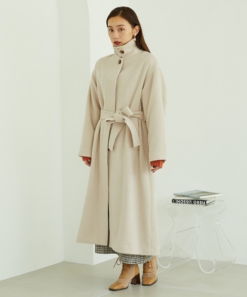 MISCH MASCH（ミッシュマッシュ）の「■2023秋冬新作■ステンカラーコート/MO33C02（ステンカラーコート・レディース・ベージュ/ブラウン/ブラック・L/S/M）」の10枚目の写真