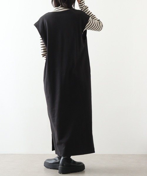 atONE(アットワン)の「atONE キーネックロングワンピース(ワンピース・レディース・キャメル/ブラック/チャコールグレー・4L~5L/M~L/LL~3L)」の8枚目の写真
