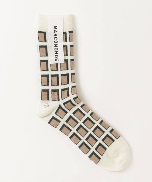 MARCOMONDE（マルコモンド）の「MARCOMONDE（マルコモンド）＠ BELGIUM pattern 04（ソックス/靴下・メンズ・イエロー/ブラウン/ホワイト/グレー・F）」の2枚目の写真