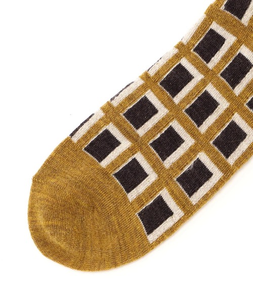 MARCOMONDE（マルコモンド）の「MARCOMONDE（マルコモンド）＠ BELGIUM pattern 04（ソックス/靴下・メンズ・イエロー/ブラウン/ホワイト/グレー・F）」の9枚目の写真