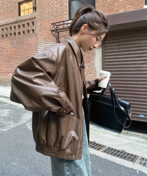 Ritzy（リッツィー）の「PUブルゾン（ブルゾン・レディース・ブラウン/ブラック・M/L）」の4枚目の写真