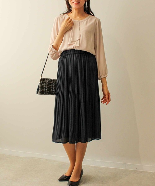 【セレモニー】【Ｌ〜６Ｌ】【fleur】 ジョーゼット フリルタイ ブラウス fleur by mint breeze ブラウス シャツ 「L〜6L 大きいサイズ