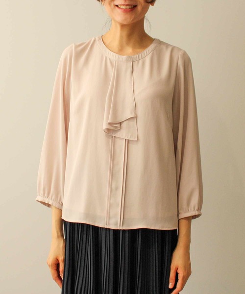 fleur by mint breeze(フルールバイミントブリーズ)の「【L~6L 大きいサイズ】【セレモニー】 ジョーゼット フリルタイ ブラウス(シャツ/ブラウス・レディース・ピンク/オフホワイト・5L/6L/LL/3L/4L/L)」の8枚目の写真