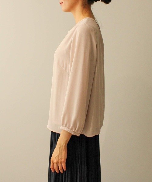 fleur by mint breeze(フルールバイミントブリーズ)の「【L~6L 大きいサイズ】【セレモニー】 ジョーゼット フリルタイ ブラウス(シャツ/ブラウス・レディース・ピンク/オフホワイト・5L/6L/LL/3L/4L/L)」の9枚目の写真