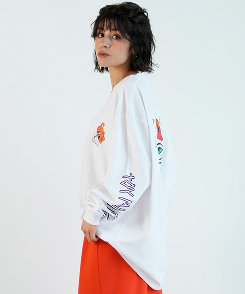 TOY MACHINE(トイ マシーン)の「【ムラサキスポーツ限定】TOY MACHINE/トイマシーン ロゴロンT 長袖 バックプリント ビックシルエット オーバーサイズ MTMPLT9(Tシャツ/カットソー・レディース・ホワイト/ブラック・M/L)」の4枚目の写真