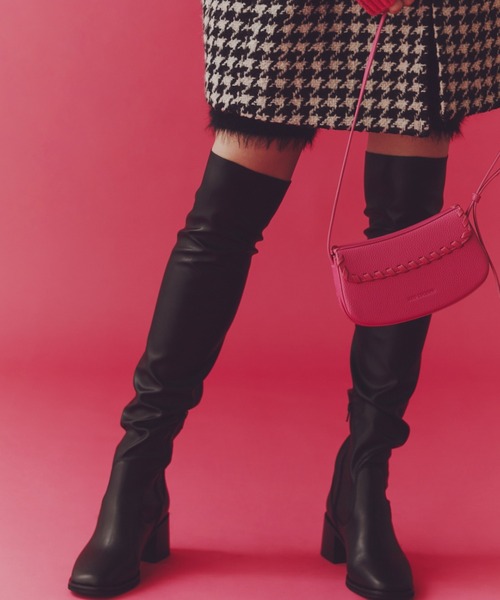【セール】ストレッチフェイクレザーニーハイブーツ（ブーツ）｜ROSE BUD（ローズバッド）