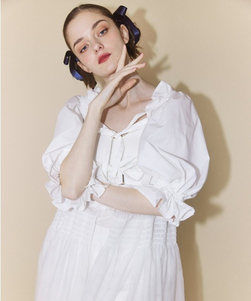 Candy Stripper（キャンディストリッパー）の「BE LOVED RIBBON ボレロ（カーディガン/ボレロ・レディース・ピンク/ブラック/ライトブルー/オフホワイト・2）」の2枚目の写真