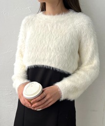 シャギーショートニット