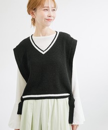 ROPE' PICNIC | ブークレーライン入りサイドリボンレイヤードベスト(ベスト)