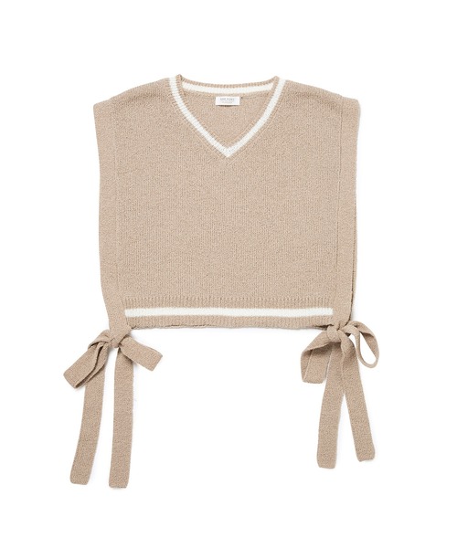 ROPE' PICNIC（ロペピクニック）の「ブークレーライン入りサイドリボンレイヤードベスト（ベスト・レディース・キナリ/ブラック/ベージュ系その他・FREE）」の6枚目の写真
