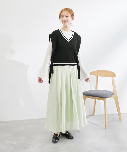 ROPE' PICNIC（ロペピクニック）の「ブークレーライン入りサイドリボンレイヤードベスト（ベスト・レディース・キナリ/ブラック/ベージュ系その他・FREE）」の17枚目の写真