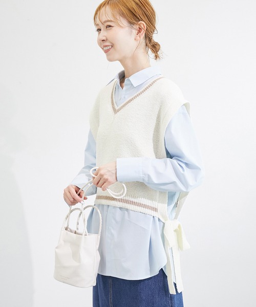 ROPE' PICNIC（ロペピクニック）の「ブークレーライン入りサイドリボンレイヤードベスト（ベスト・レディース・キナリ/ブラック/ベージュ系その他・FREE）」の20枚目の写真