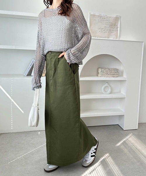 GeeRA（ジーラ）の「透かし編みメッシュサマーニットプルオーバー（ニット/セーター・レディース・ライトグレー/アイボリー/ブラック・MEDIUM）」の13枚目の写真