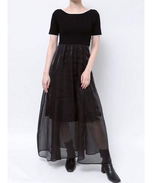 CALNAMUR（カルナムール）の「リボンシャイニーワンピース（ワンピース・レディース・アイボリー/ブラック/ライトブルー・FREE）」の5枚目の写真