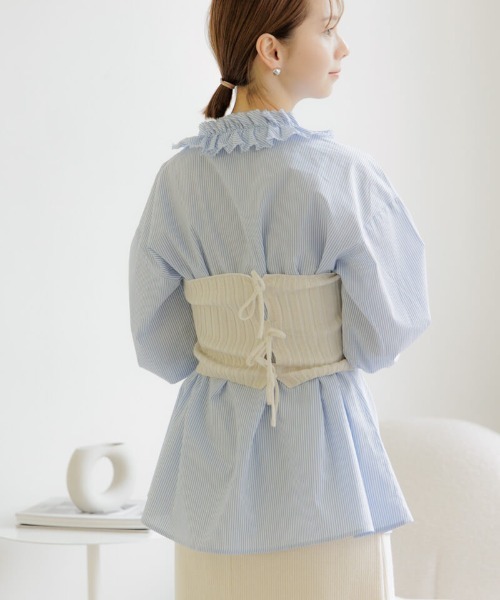 flower（フラワー）の「ブライトリブビスチェ（チューブトップ・レディース・グレー/ホワイト・FREE）」の4枚目の写真