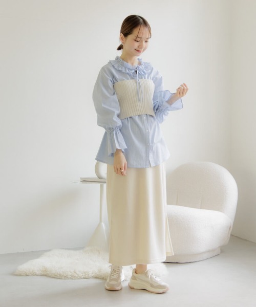 flower（フラワー）の「ブライトリブビスチェ（チューブトップ・レディース・グレー/ホワイト・FREE）」の5枚目の写真