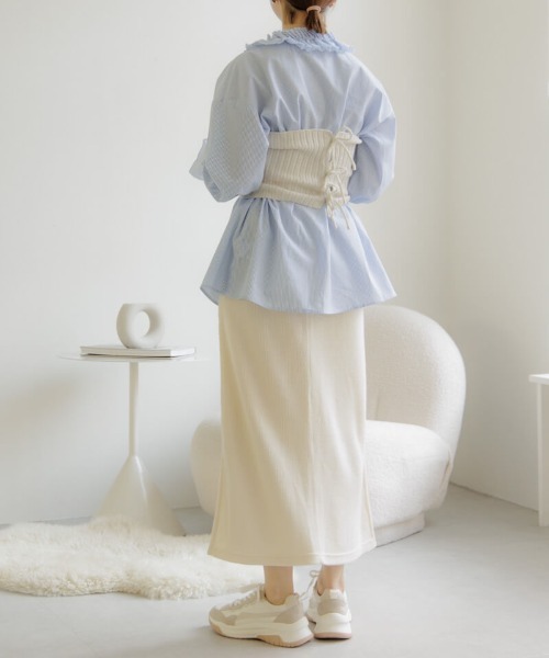 flower（フラワー）の「ブライトリブビスチェ（チューブトップ・レディース・グレー/ホワイト・FREE）」の8枚目の写真