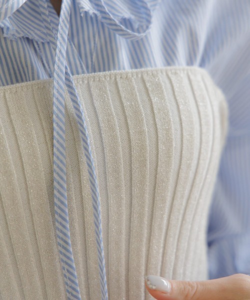 flower（フラワー）の「ブライトリブビスチェ（チューブトップ・レディース・グレー/ホワイト・FREE）」の9枚目の写真