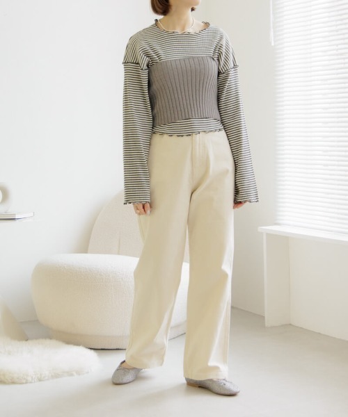 flower（フラワー）の「ブライトリブビスチェ（チューブトップ・レディース・グレー/ホワイト・FREE）」の14枚目の写真