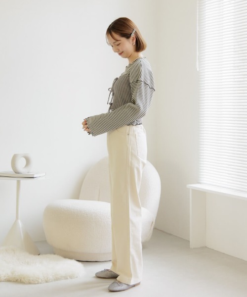 flower（フラワー）の「ブライトリブビスチェ（チューブトップ・レディース・グレー/ホワイト・FREE）」の12枚目の写真