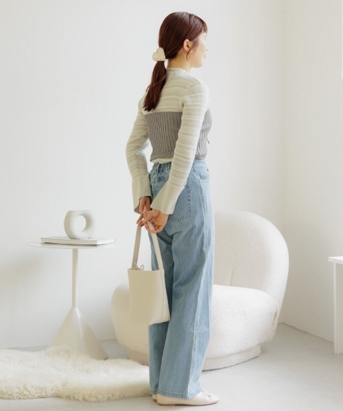 flower（フラワー）の「ブライトリブビスチェ（チューブトップ・レディース・グレー/ホワイト・FREE）」の20枚目の写真