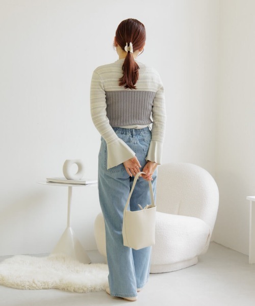 flower（フラワー）の「ブライトリブビスチェ（チューブトップ・レディース・グレー/ホワイト・FREE）」の21枚目の写真