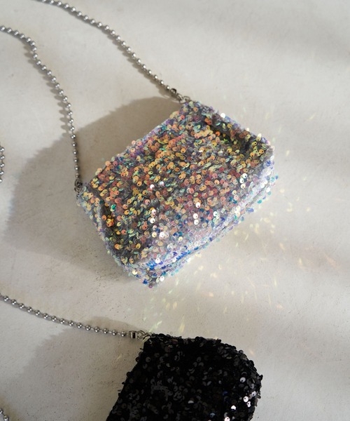 ROPE' PICNIC(ロペピクニック)の「スパンコールミニチェーンショルダーバッグ(ショルダーバッグ・レディース・グレー/ブラック・FREE)」の2枚目の写真