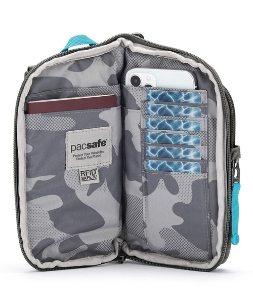 pacsafe(パックセーフ)の「pacsafe/パックセーフ GO Tech Crossbody/テッククロスボディ(ショルダーバッグ・メンズ・ブラック/グレー/ミント/グリーン・FREE)」の19枚目の写真