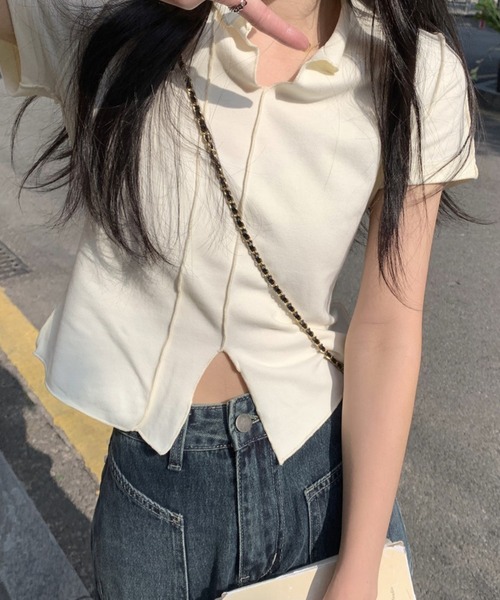 aimoha(アイモハ)の「デザイン半袖トップス (SS)(Tシャツ/カットソー・レディース・ブラック/グレー/ベージュ・SMALL/LARGE/MEDIUM)」の8枚目の写真