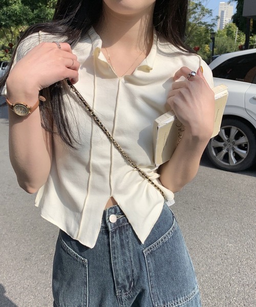 aimoha(アイモハ)の「デザイン半袖トップス (SS)(Tシャツ/カットソー・レディース・ブラック/グレー/ベージュ・SMALL/LARGE/MEDIUM)」の9枚目の写真