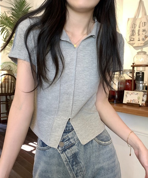 aimoha(アイモハ)の「デザイン半袖トップス (SS)(Tシャツ/カットソー・レディース・ブラック/グレー/ベージュ・SMALL/LARGE/MEDIUM)」の12枚目の写真