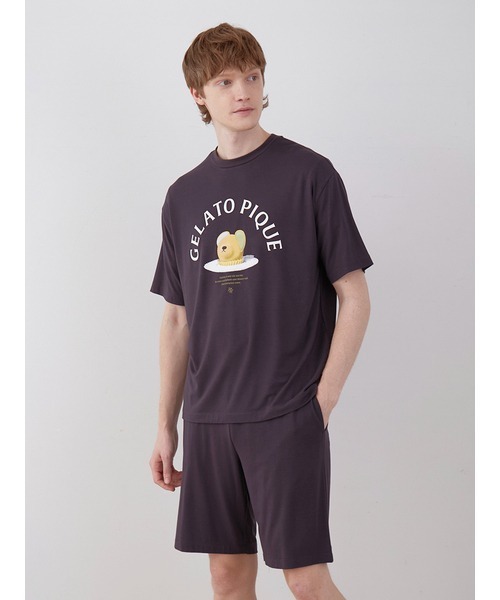 【接触冷感】【HOMME】レーヨンベアケーキモチーフTシャツ&ハーフパンツ gelato pique（ジェラートピケ）の「【接触冷感】【HOMME