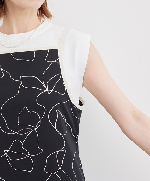 ROPE' PICNIC（ロペピクニック）の「線画プリントキャミソールワンピース（ワンピース・レディース・ブラック/オフホワイト・38）」の6枚目の写真