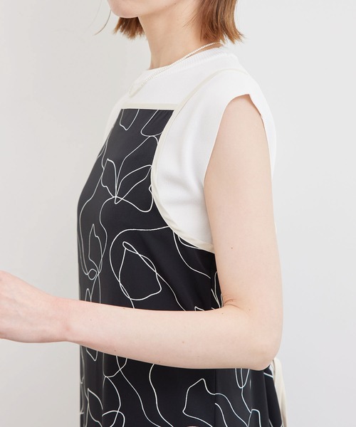 ROPE' PICNIC（ロペピクニック）の「線画プリントキャミソールワンピース（ワンピース・レディース・ブラック/オフホワイト・38）」の7枚目の写真