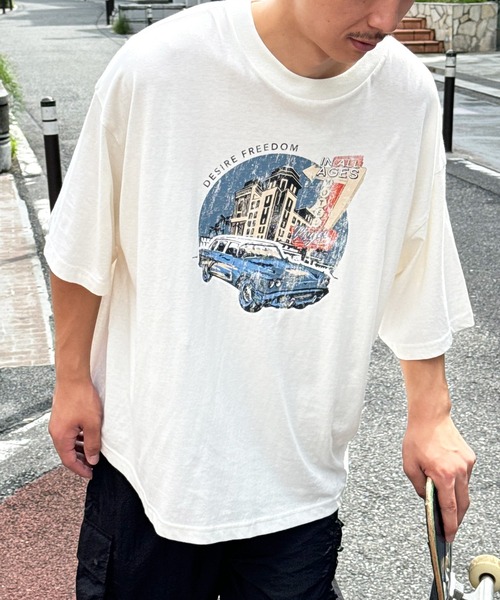 CIAOPANIC（チャオパニック）の「【ユニセックス】オーバーサイズピグメント加工Tシャツ（Tシャツ/カットソー・レディース・ブラック系その他/ブラック/ホワイト系その他/ブラック系その他2/ホワイト/ホワイト系その他2・LARGE/MEDIUM）」の4枚目の写真