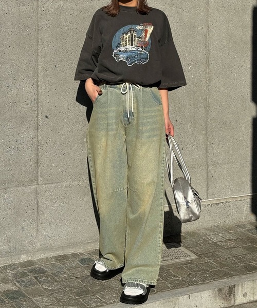 CIAOPANIC（チャオパニック）の「【ユニセックス】オーバーサイズピグメント加工Tシャツ（Tシャツ/カットソー・レディース・ブラック系その他/ブラック/ホワイト系その他/ブラック系その他2/ホワイト/ホワイト系その他2・LARGE/MEDIUM）」の10枚目の写真