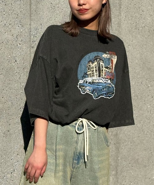 CIAOPANIC（チャオパニック）の「【ユニセックス】オーバーサイズピグメント加工Tシャツ（Tシャツ/カットソー・レディース・ブラック系その他/ブラック/ホワイト系その他/ブラック系その他2/ホワイト/ホワイト系その他2・LARGE/MEDIUM）」の8枚目の写真