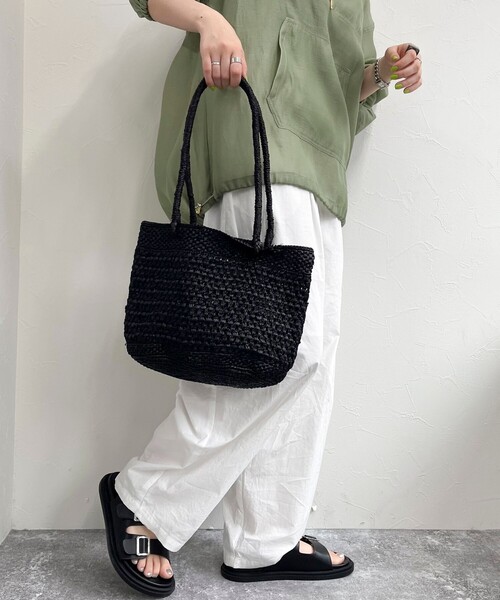 fredy emue（フレディエミュ）の「【IVAHONA/イバオナ】コマ編みラフィアロングハンドルトート（トートバッグ・レディース・ラベンダー/ベージュ/チャコールグレー・FREE）」の10枚目の写真