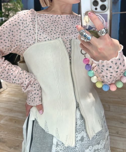 Alley by w closet（アリーバイダブルクローゼット）の「【Alley】コルセット風ビスチェ（キャミソール・レディース・オフホワイト/ブラック・FREE）」の5枚目の写真